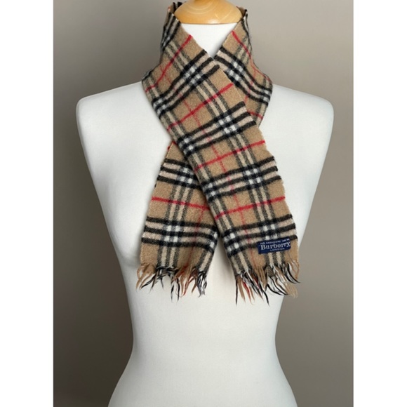 ✨Authentic Vintage Classic Plaid Burberrys Cashmere Wool Mini Scarf - Picture 7 of 9